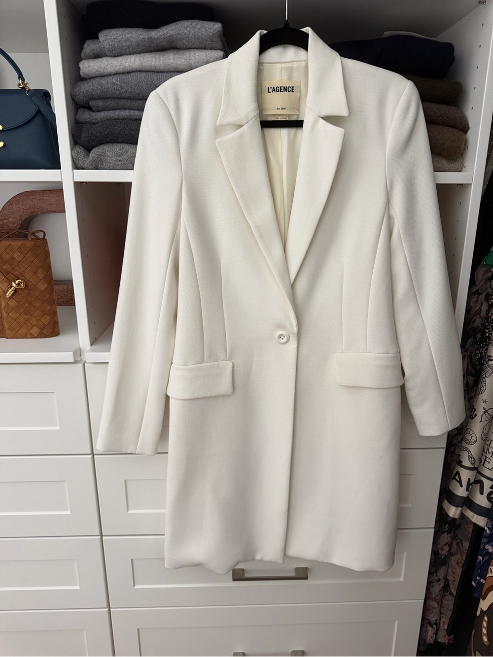 L'AGENCE Women's Cream Single-Button Tailored Blazer Coat